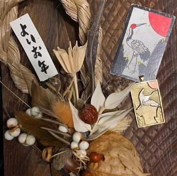 日本花札硬幣吊咀(一月-松上鶴)