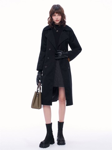 都會米蘭開衩純棉長版風衣外套