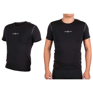 FIRESTAR 男機能短袖緊身衣-慢跑 路跑 N3803-13 黑灰