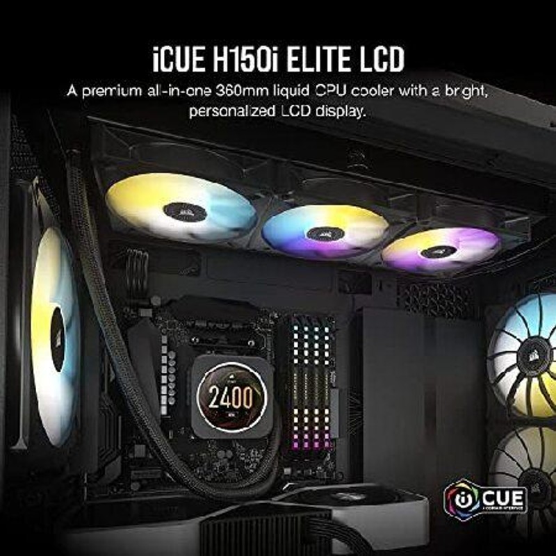 CORSAIR 一体型簡易水冷CPUクーラー 360mm iCUE H150i ELITE CAPELLIX LCD CW-9060062-WW  カスタマーズ可能LCD スクリーン付きモデル | LINEショッピング