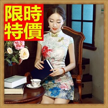 旗袍短禮服-修身開叉復古唐裝古典中式女連衣裙64ae21【獨家進口】【米蘭精品】