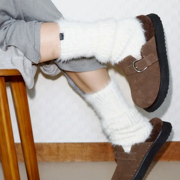 韓國 KHIHO 毛絨保暖腿套 - 白色