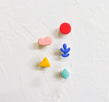 耳釘系列- 幾何組合(可單買) 手工軟陶耳環/可改夾 studs