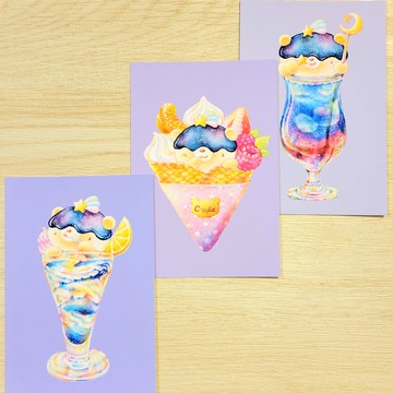 流星熊甜點 明信片 2張組