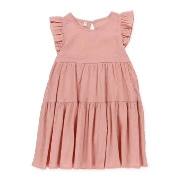 日本西松屋 - 層次感法式荷葉袖洋裝-粉紅