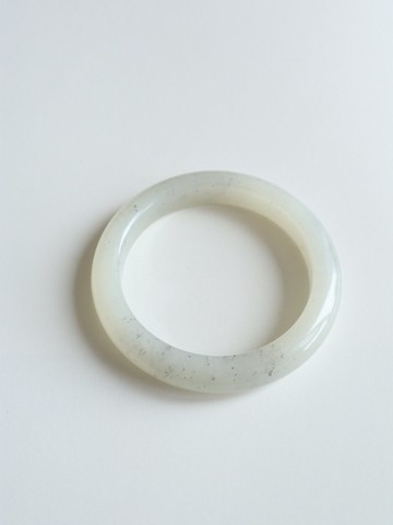 天然青花籽料和田玉手鐲羊脂玉青花料點墨青花意境優美59圈口平安