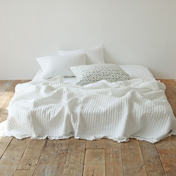 Pigment modal 法式蕾絲顏料水洗莫代爾100%床罩  200 x 230 cm  白色