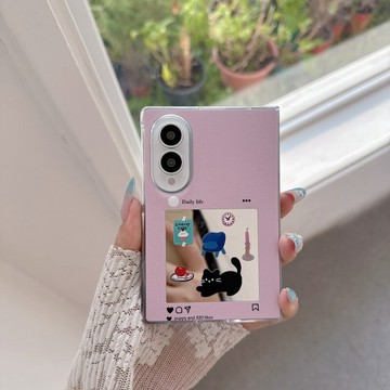 韓風卡通 鏡面黑貓 三星 Galaxy ZFold8 zfold8 防摔 手機殼 折疊 新款 保護套