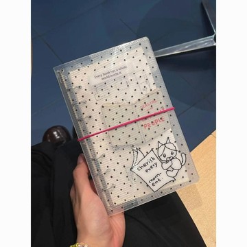 🎀臺灣出貨🎀波點同款A6斜紋透明活頁本手賬本簡約記事本小衆筆記本a6per外殼 筆記本 手帳本 手帳 日記本 記事本