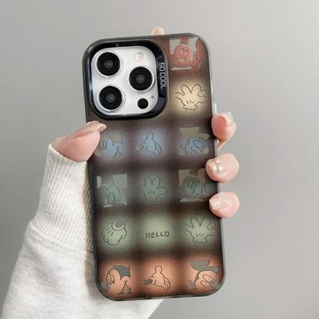 方塊米奇適用蘋果17promax手機殼新款彩繪iPhone16pro磨砂彩銀15plus卡通可愛14小眾創意13全包防摔12保護套