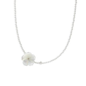 [純銀] 貝殼銀花鎖骨鍊 / Shell Silver Flower Necklace