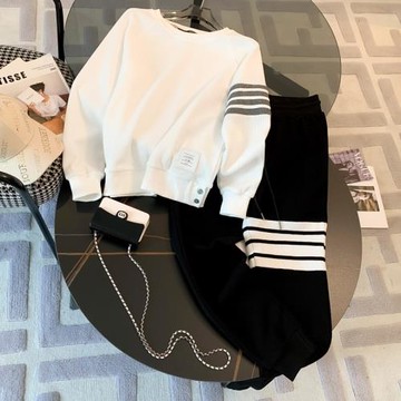 歐洲站高端運動服套裝女2025秋裝新款時尚休閑加絨衛衣炸街兩件套