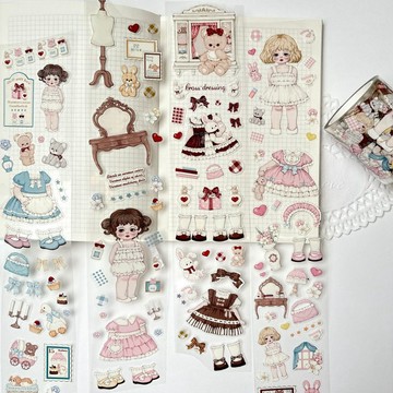Cherish365【Cherish Paper Doll Vol.1】可換裝人偶 鏤空 水晶墨水 白墨水 PET 膠帶 CHO138C