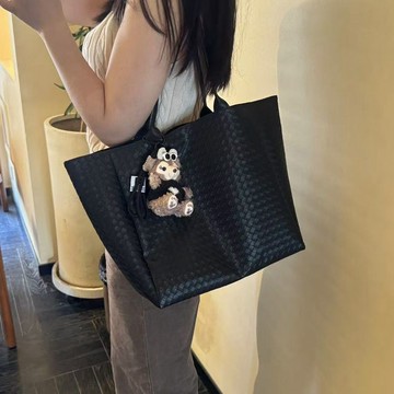 大容量包包女 手提編織託特包大包單肩包 韓系 大容量包包 通勤包包 編織包 韓國包包 上班通勤 黑色包包