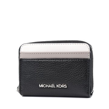 MICHAEL KORS 漸層荔枝紋拉鍊零錢包卡包-黑白
