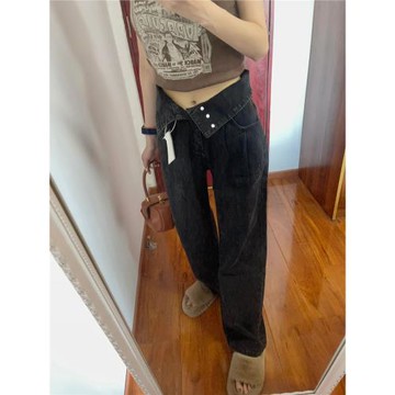 梨形身材直筒牛仔褲女夏薄款復古大碼胖mm高腰闊腿褲子高街ins潮