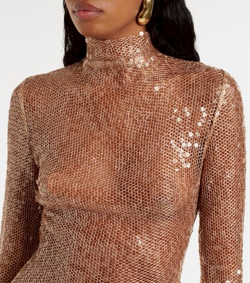 Magda Butrym Sequined turtleneck sheer maxi dress
