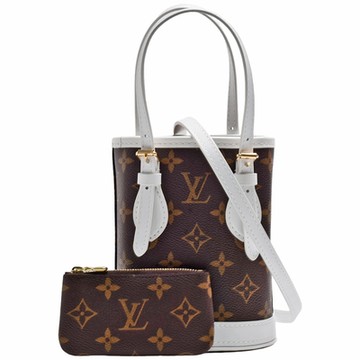 LV M81489 經典Nano Bucket Monogram印花帆布手提/斜背水桶包(迷你-零錢包-白色)