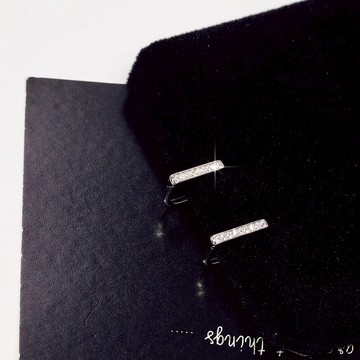 時尚S925銀閃鋯一字耳釘耳骨夾兩用無耳洞耳夾無洞耳環耳飾品女生1入