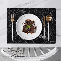 Homely Zakka 北歐簡約ins風大理石紋皮革餐墊/防燙隔熱墊/桌墊_黑色