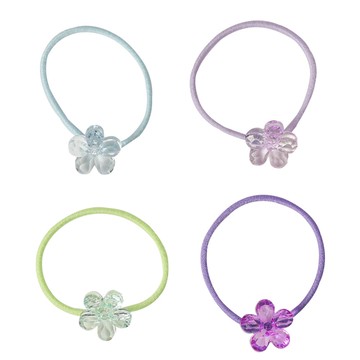 akachan honpo - 髮圈4件組-小花-藍色系混色