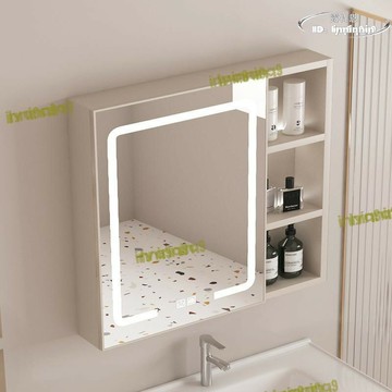 【品質認證】【】智能單獨鏡櫃掛牆式衛生間燈光觸摸除霧收納廁所一體櫃浴室鏡壁掛