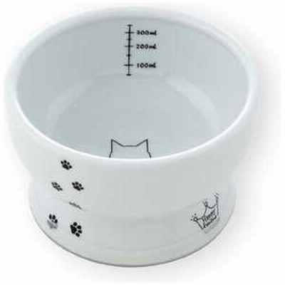 猫壱 ハッピーダイニング脚付ウォーターボウル猫柄シリコン付き アシツキWボウルネコガラシリコンツキ