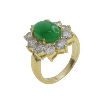 【二手名牌BRAND OFF】JEWELRY 無品牌珠寶 18K黃金 翡翠 鑽石 戒指