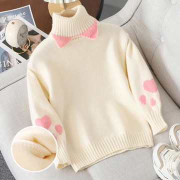 女童毛衣秋冬2025新款洋氣兒童時髦打底針織衫中大童加絨高領線衣