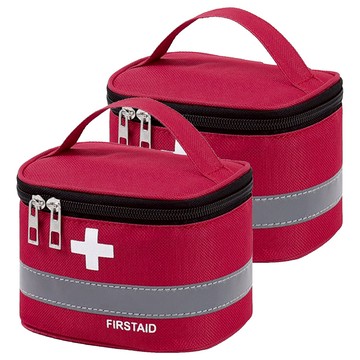 iSFun 手提鋪棉十字醫藥化妝包 圓桶牛津 小號  紅色  2個