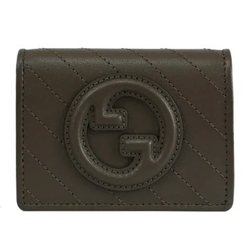 GUCCI 760317 Blondie 雙G LOGO車線扣式零錢短夾.深棕