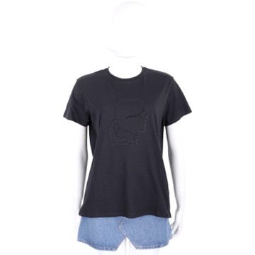 KARL LAGERFELD Kameo 卡爾 老佛爺 水鑽輪廓黑色TEE T恤