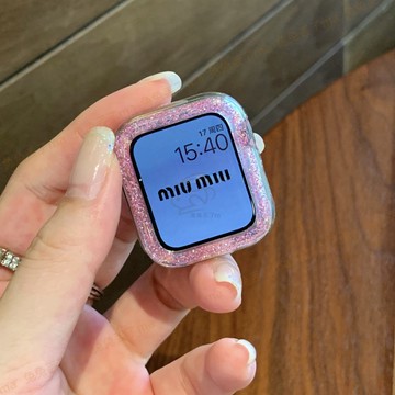 半包防摔殼 高級感電鍍閃鑽 適用 Apple Watch 11 10代 9 8 7 6 4 5 SE 46MM 45MM