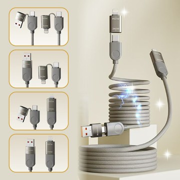 240w 四合一高速磁吸充電線 type-c lightning usb178小舖編織快充線
