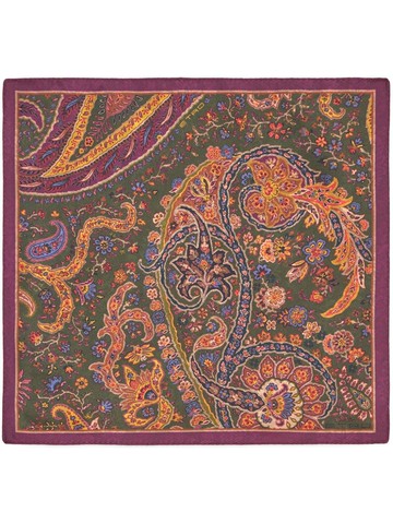 ETRO - paisley-print silk pocket scarf - men - Silk - One Size - Red