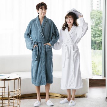 春秋冬季純棉強吸水毛巾料浴衣五星酒店浴袍成人男女長款情侶睡袍