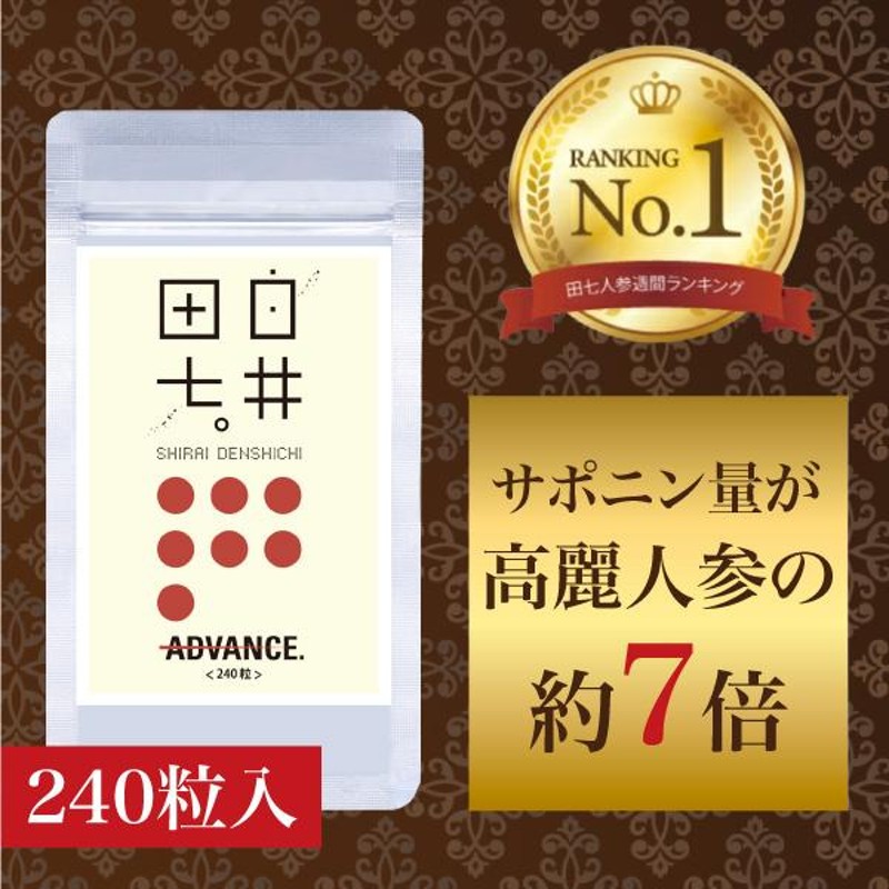 田七人参 白井田七 高麗人参 サポニン 240粒入り パウチタイプ 和漢の