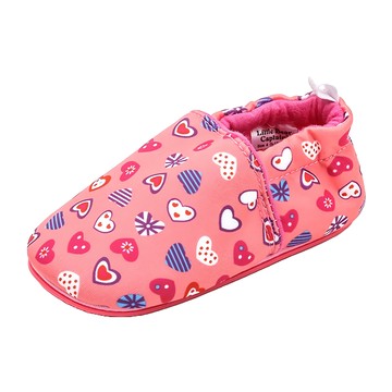 手工防滑嬰兒學步鞋 精梳棉+PVC材質 點點愛心/14cm