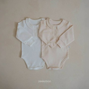 Peekaboo 小領鈕釦長袖包屁衣｜寶寶連身衣 女寶包屁衣 寶寶衣服 嬰兒衣服 兒童衣服 韓國童裝