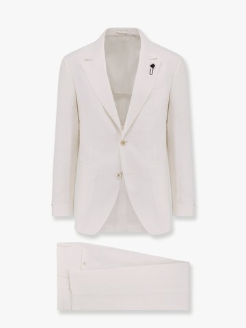 Feeling linen suit with removable iconic brooch - LARDINI - gender_Man