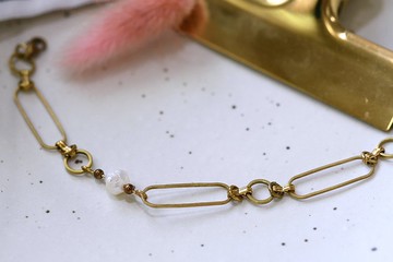 Pearl NO.15│ 珍珠x黃銅 │ 黃銅手鍊