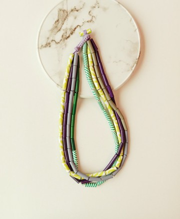 多層次短款項鍊_鳶尾花色彩珠的組合 防水霧設計