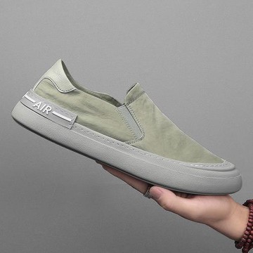 帆布鞋男冬季透氣薄款老北京冰絲布鞋男潮流百搭一腳蹬豆豆鞋軟底