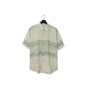 Back to Green-絲滑花襯衫 柔和清脆綠圖騰 sw-02/vintage shirts