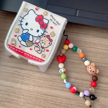 可愛卡通小熊kt貓三星zflip6貓耳朵軟殼Zflip5凱蒂貓手機殼ZFlip4防摔保護套zflip3硅膠kitty波浪殼