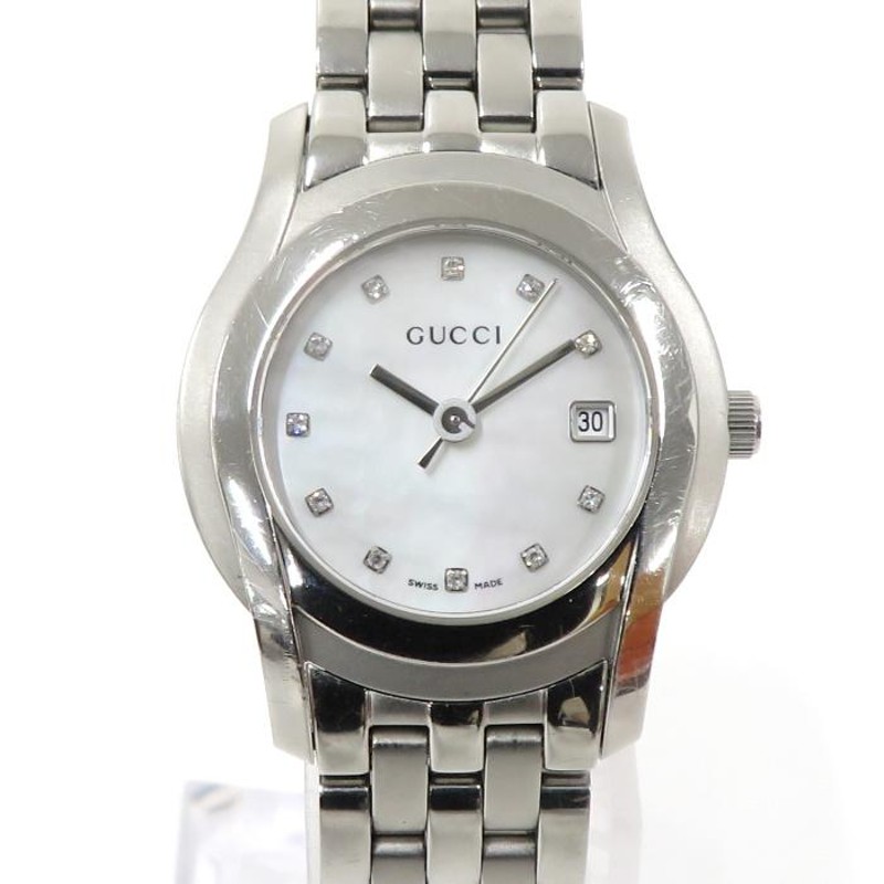 中古】GUCCI Gクラス レディース腕時計 11P ダイヤ SS クオーツ ホワイトシェル文字盤 5500L | LINEブランドカタログ