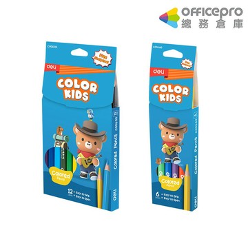 得力Deli COLOR KIDS大三角色鉛筆/EC00600/12色/6色｜Officepro總務倉庫