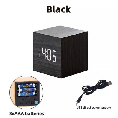 木製 デジタル時計 テーブル 音声制御 デジタル 電池式 USB 単三電池式 電池式 デスクトップ装飾