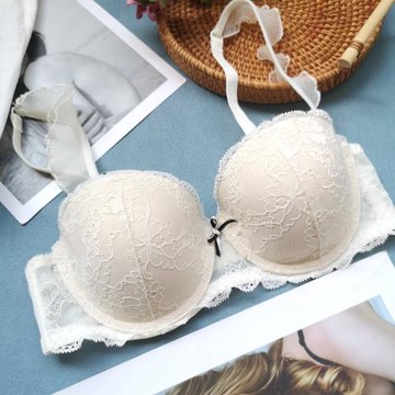 小芬文胸套裝聚攏性感白色半杯薄款有插片蕾絲可拆肩帶內衣