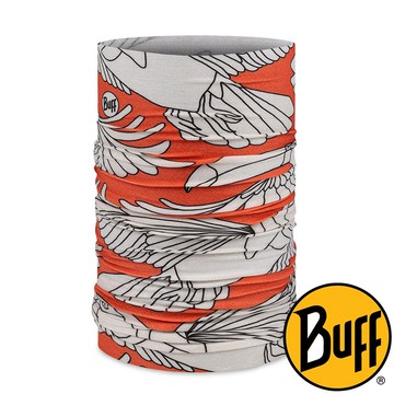 【西班牙 BUFF】Coolnet抗UV頭巾『飛舞橘羽』BF135730 戶外 露營 登山 健行 休閒 時尚 圍脖 頭巾 防塵面罩 面罩
